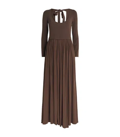 Polo Ralph Lauren Jersey Tie-back Maxi Dress In Brown