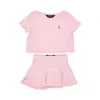 Polo Ralph Lauren Jersey Two-piece Set With Logo Kids In Pink