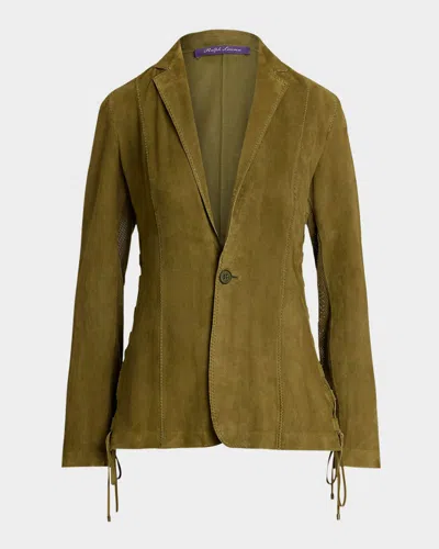 Polo Ralph Lauren Jessamine Laced Suede Single-breasted Blazer In Green