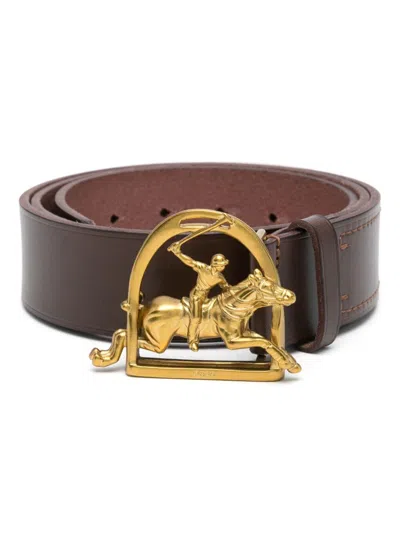 Polo Ralph Lauren Jmp Plyr Elev Plaque Smooth Leather Polo Belt In Brown