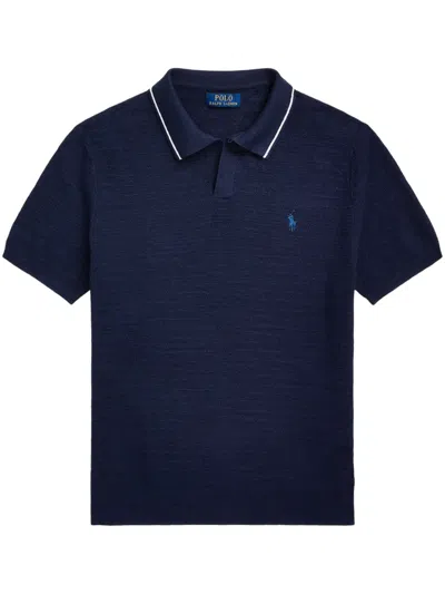 Polo Ralph Lauren Jonny Logo-embroidered Textured Jumper In Blue