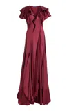 Polo Ralph Lauren Josef Pleated Georgette Gown In Red