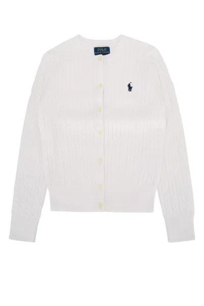 Polo Ralph Lauren Jr Mini Cable-knit Sweater Top For Kids In Opticwhitewnavy