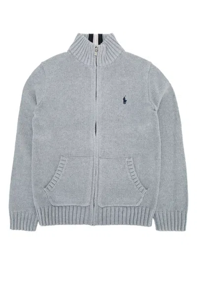 Polo Ralph Lauren Jr Quarter-zip Cotton Cardigan In Gray