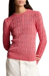 Polo Ralph Lauren Juliana Cable Knit Cotton Sweater In Corallo