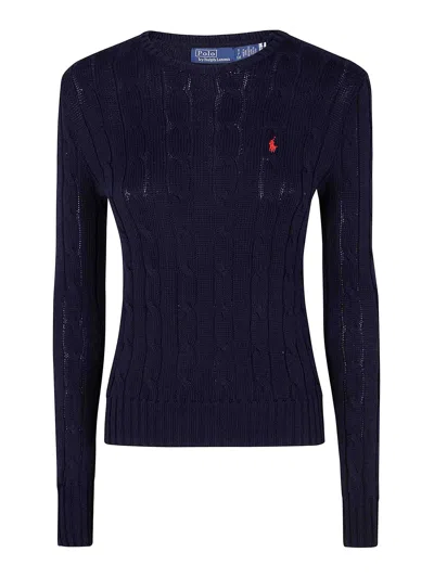 Polo Ralph Lauren Julianna Cotton Cable Crew Neck Sweater In Hunter Navy
