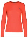 Polo Ralph Lauren Cable Knit Pullover With Ribbed Finish In Orange