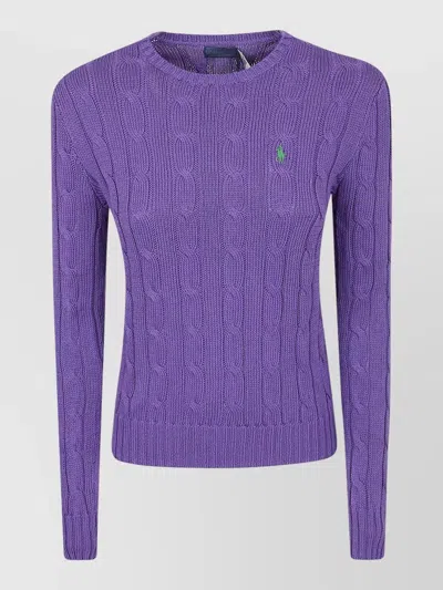 Polo Ralph Lauren Julianna Cable Knit Crew Neck Sweater In Purple