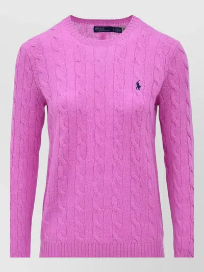 Polo Ralph Lauren Julianna Cable Knit Crew Neck Sweater In Purple