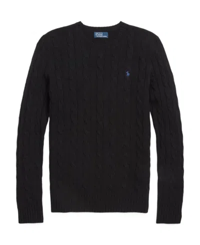 Polo Ralph Lauren Logo-embroidered Cable-knit Sweater In Polo Black