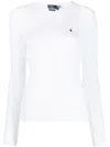 Polo Ralph Lauren Crew-neck Cable-knit Sweater With Logo In Weiss