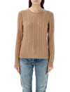 Polo Ralph Lauren Cable Knit Wool And Cashmere Sweater In Camel