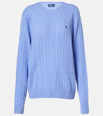 Polo Ralph Lauren Cable-knit Wool-cashmere Sweater In Blue