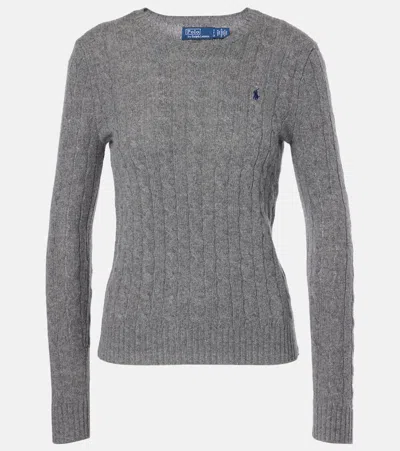 Polo Ralph Lauren Chunky Cable Knit Wool-cashmere Sweater In Grey