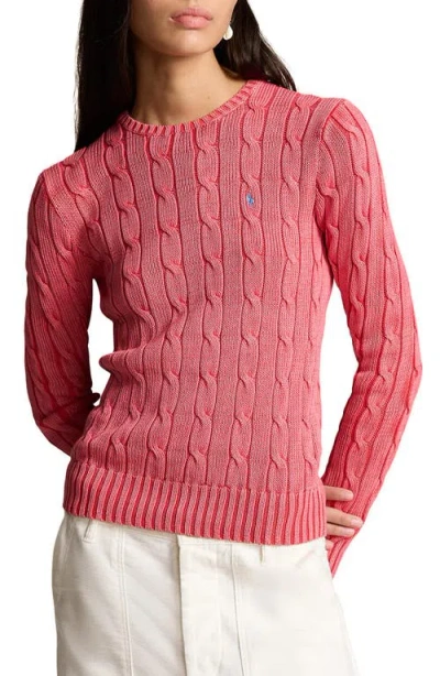 Polo Ralph Lauren Julianna Cable Stitch Pima Cotton Sweater In Corallo