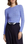 Polo Ralph Lauren Julianna Cable Stitch Pima Cotton Sweater In New Litchfield Blue