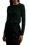 Polo Ralph Lauren Wool And Cashmere Cable Knit Crew Neck Sweater In Moss Agate