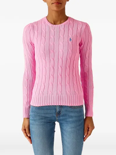 Polo Ralph Lauren Julianna Cable-knit Logo-embroidered Sweater In Pink