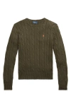 Polo Ralph Lauren Cable-knit Cotton Crewneck Sweater In Canopy Olive