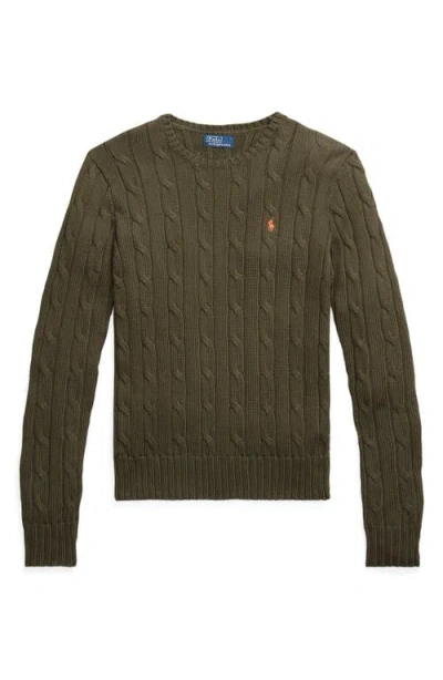 Polo Ralph Lauren Julianna Cotton Cable Sweater In Canopy Olive