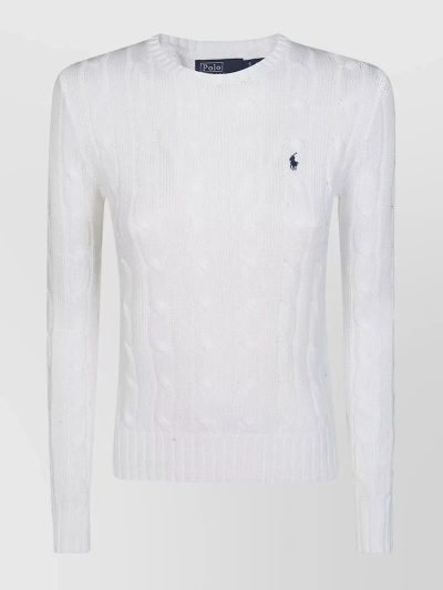 ★★POLO RALPH LAUREN★★ Cable knit cotton sweater white MN Cable-Knit Cotton Polo-Collar Sweater