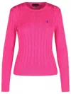Polo Ralph Lauren Cable Knit Sweater With Round Neckline And Long Sleeves In Purple