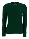 Polo Ralph Lauren Julianna Green Sweater With Round Neck And Pony Embroidery On The Front In Wool And Cashmere Woman In Green