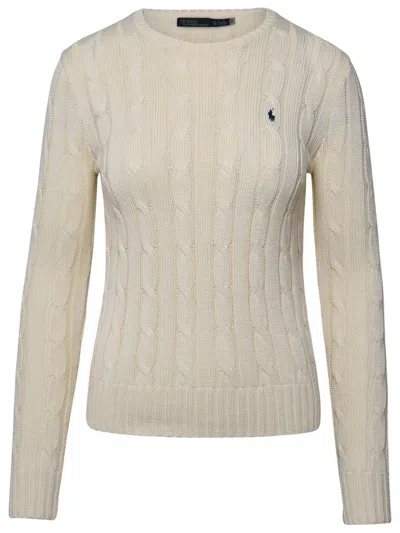 Polo Ralph Lauren Julianna Ivory Cotton Sweater In Avorio