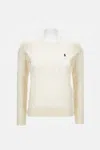 Polo Ralph Lauren Classic Cable Knit Sweater With Round Neckline And Ribbed Details In Neutral