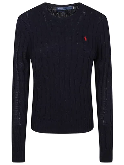 Polo Ralph Lauren Julianna Cotton Cable Crew Neck Sweater In Hunter Navy