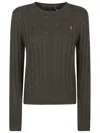 Polo Ralph Lauren Cable-knit Cotton Crewneck Sweater In Canopy Olive