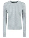 Polo Ralph Lauren Julianna Cable Knit Pullover In Light Chambray