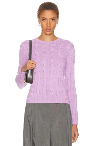 Polo Ralph Lauren Julianna Pima Cotton Cable Knit Crewneck Sweater In Purple