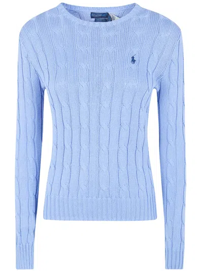 Polo Ralph Lauren Pima Cotton Cable Knit Crewneck Sweater In Blue