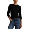 Polo Ralph Lauren Julianna Pima Cotton Cable Knit Crewneck Sweater In Black
