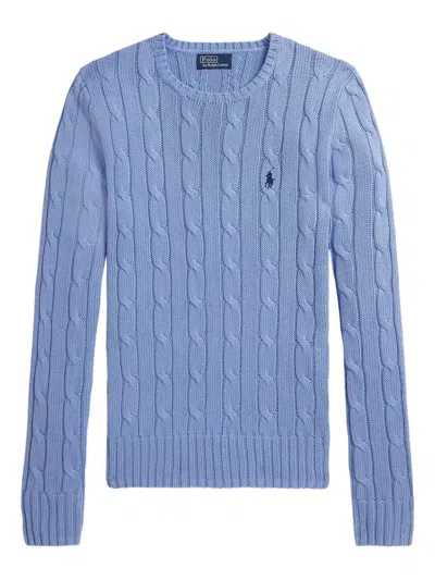 Polo Ralph Lauren Cable-knit Slim Fit Cotton Crewneck Jumper Clothing In Blue