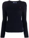 Polo Ralph Lauren Logo-embroidered Wool-cashmere Jumper In Blue