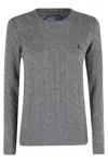 Polo Ralph Lauren Classic Cable Knit Sweater In Soft Wool-cashmere Blend In Gray