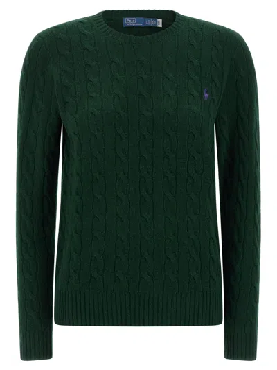 Polo Ralph Lauren Cable Wool And Cashmere Crewneck Jumper In Green