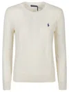 Polo Ralph Lauren Classic Cable Knit Sweater With Round Neckline And Ribbed Details In Neutral