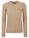 Polo Ralph Lauren Cable Knit Wool Cashmere Sweater In Neutral