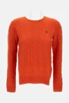 Polo Ralph Lauren Cable Knit Pullover With Ribbed Finish In Orange