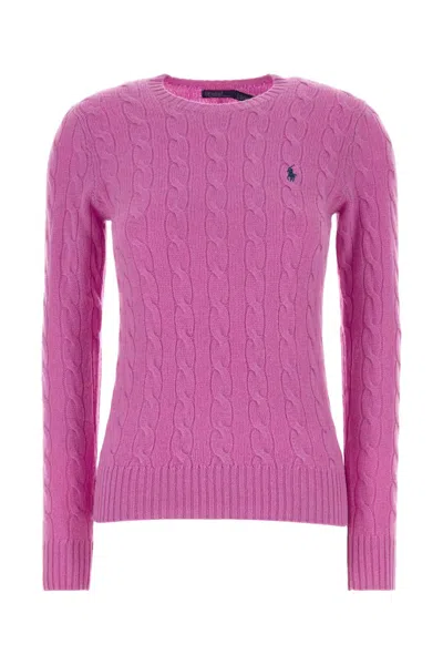 Polo Ralph Lauren Cable-knit Wool-cashmere Sweater In Purple
