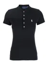 Polo Ralph Lauren 'julie' Black Polo Shirt With Classic Collar And Pony Embroidery On The Front In Cotton Stretch Woma In Black