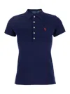 Polo Ralph Lauren 'julie' Blue Polo Shirt With Classic Collar And Pony Embroidery On The Front In Cotton Stretch Woman In Blue