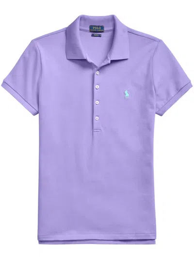 Polo Ralph Lauren Slim-fit Stretch Logo Purple Cotton Elastane Polo Shirt