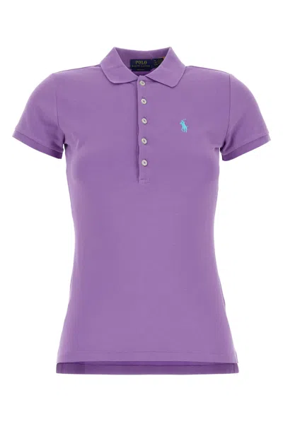 Polo Ralph Lauren Julie Polo-slim-short Sleeve-polo Shirt-s Nd  Female In Purple
