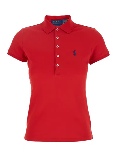 Polo Ralph Lauren Julie Logo-embroidered Polo Shirt In Red