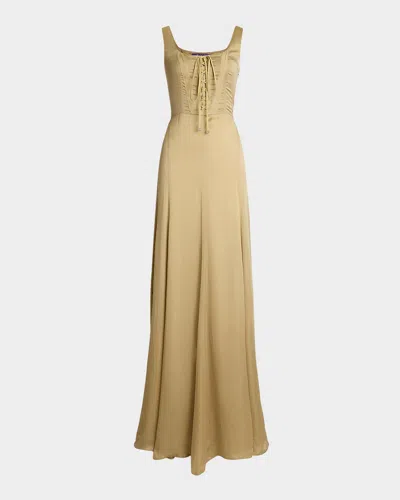 Polo Ralph Lauren Julie Silk Charmeuse Evening Dress In Lux Tan