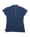 Polo Ralph Lauren Ribbed Collar Short Sleeves Tops In Indigo
